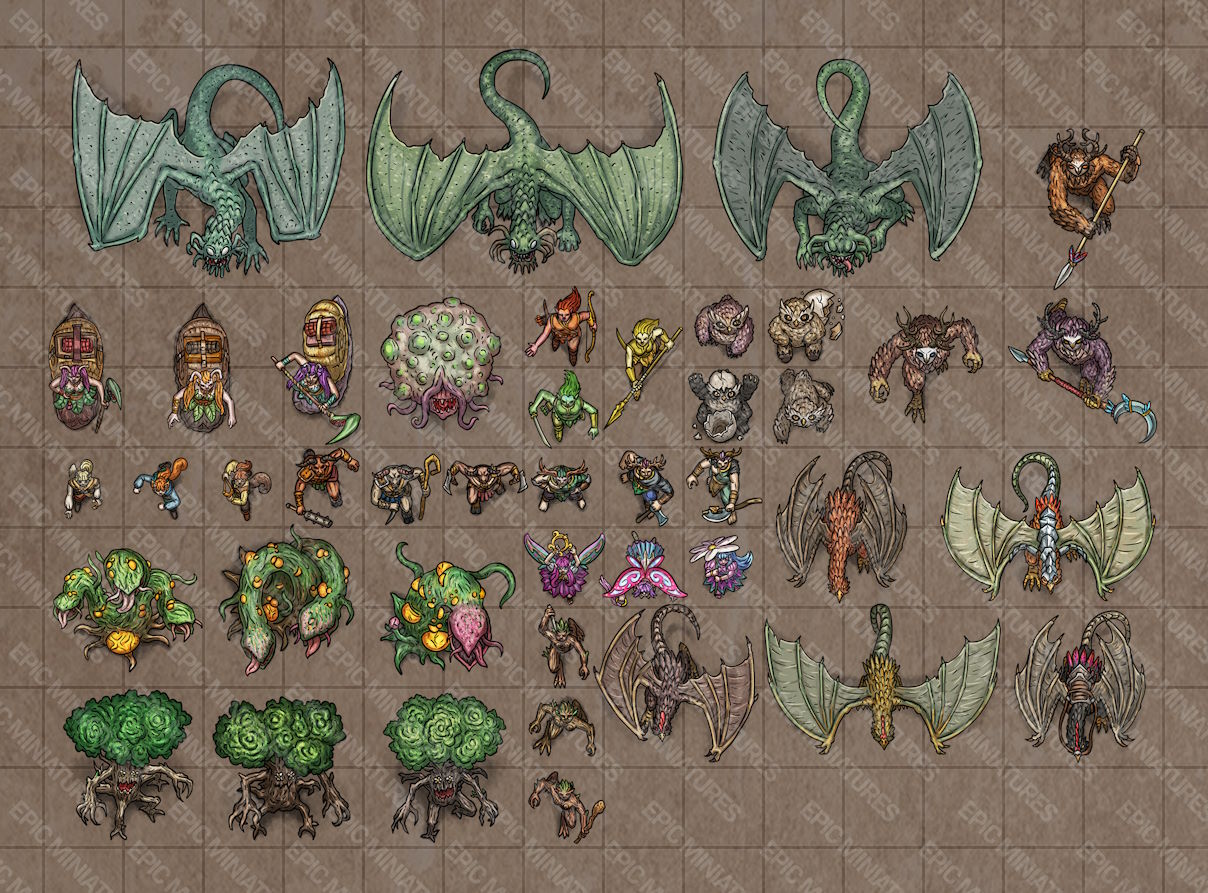 Forest of Wonders Virtual Tabletop Token Set / VTT Tokens Collection